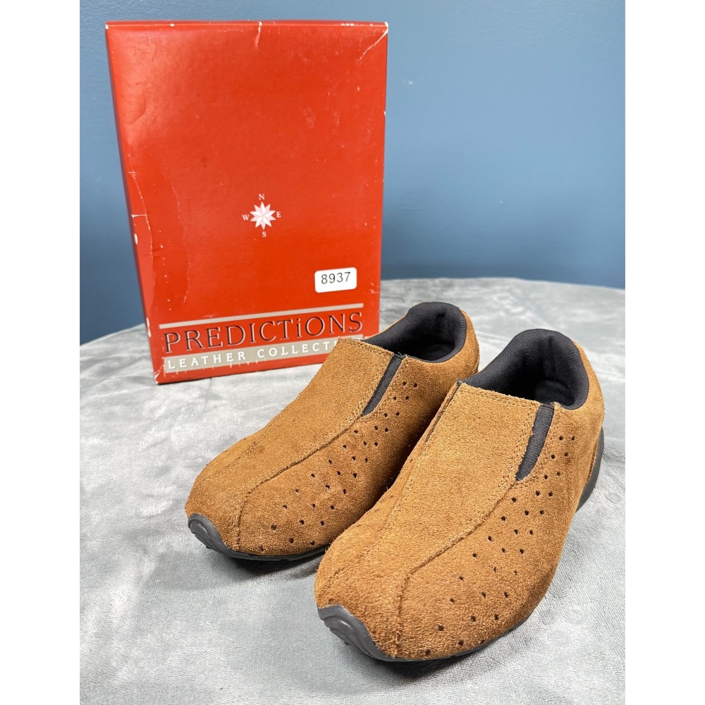 Predictions Leather Collection Womens 8 Brown Suede Slip On Shoes